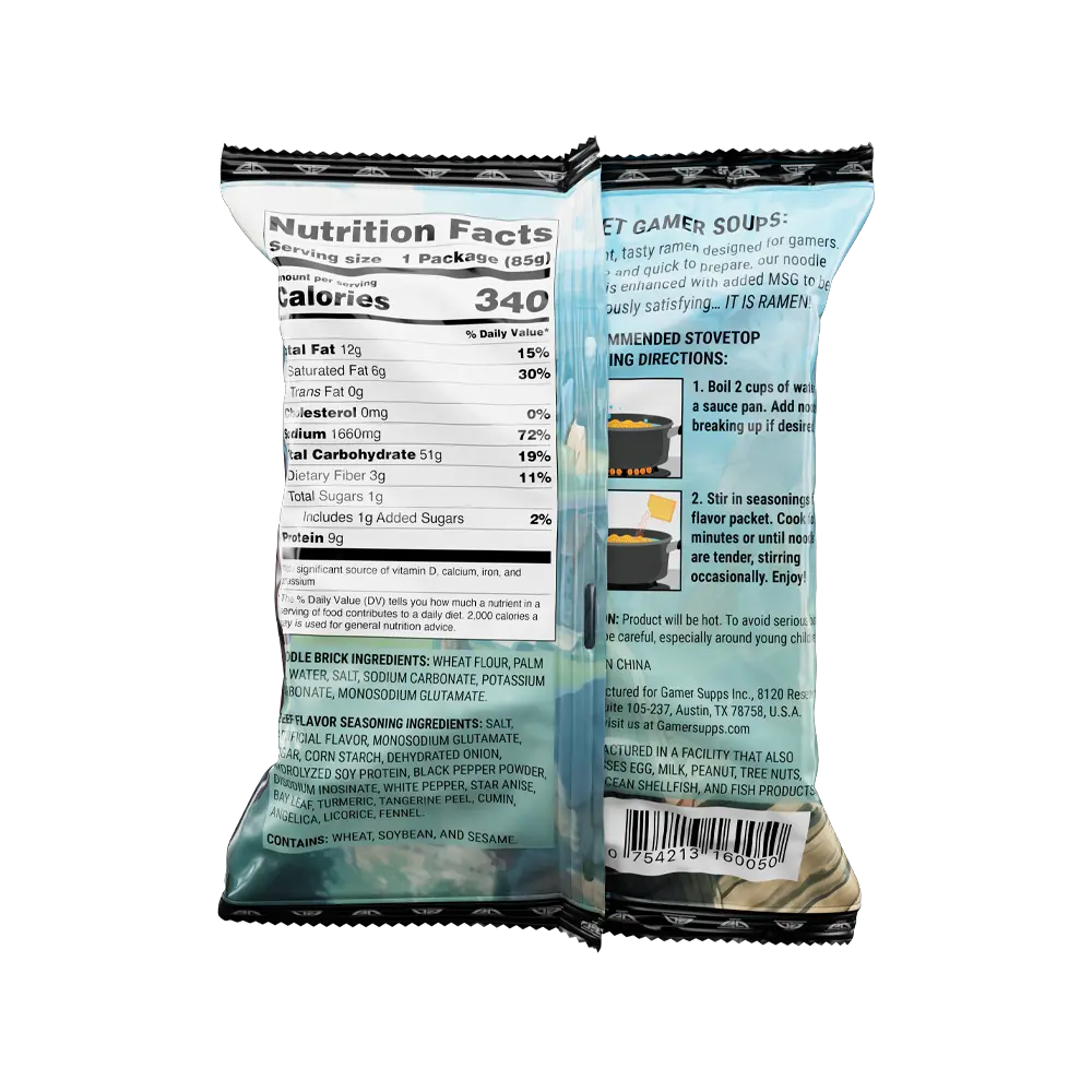 Gamer Soups Instant Noodles - Beef Bricks (5 Pack) - Image 3