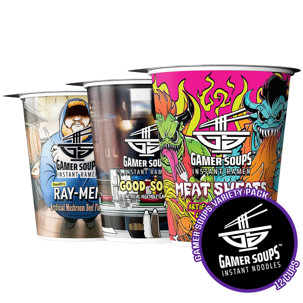 Gamer Soups Instant Noodles - Creator Variety Pack (12 Cup Box)