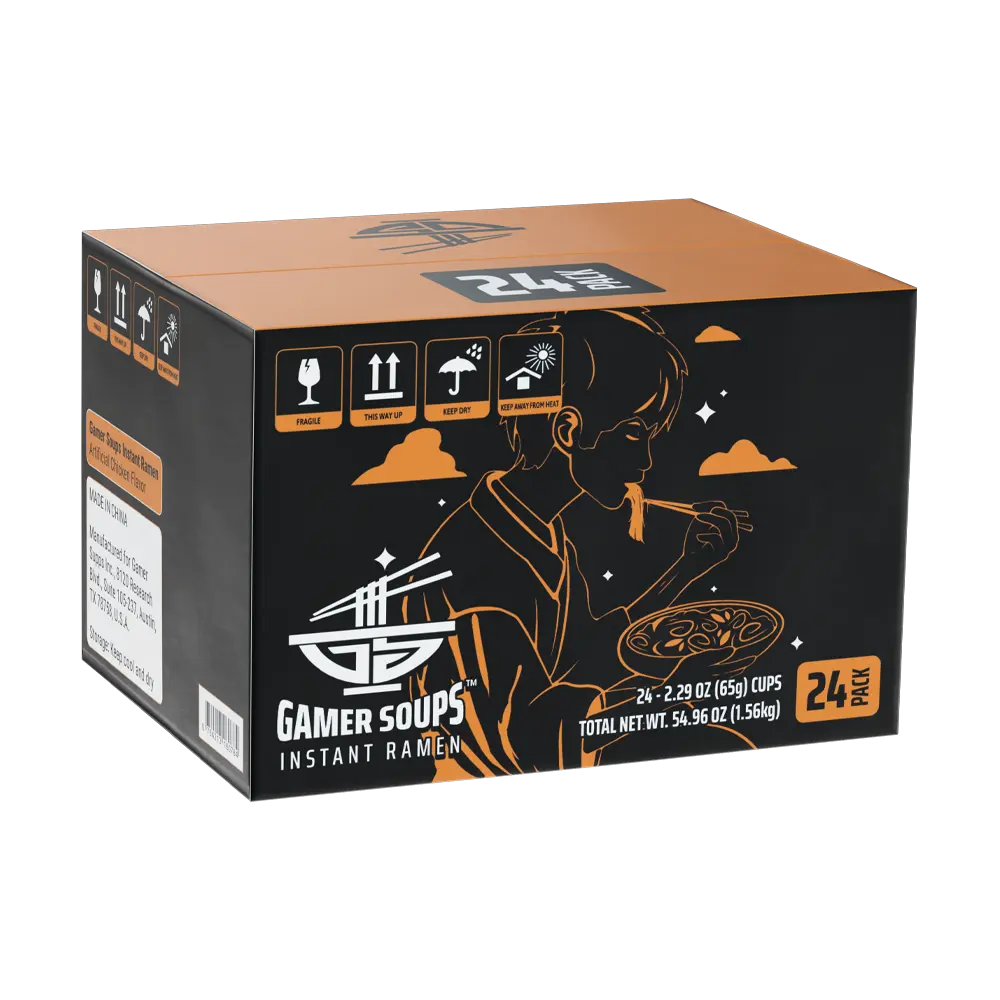 Gamer Soups Instant Noodles - Chicken (24 Cup Box) - Image 2