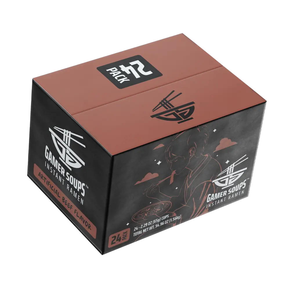 Gamer Soups Instant Noodles - Beef (24 Cup Box) - Image 3