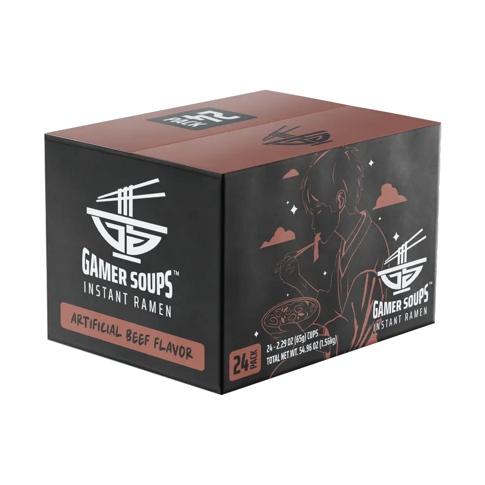 Gamer Soups Instant Noodles - Beef (24 Cup Box)