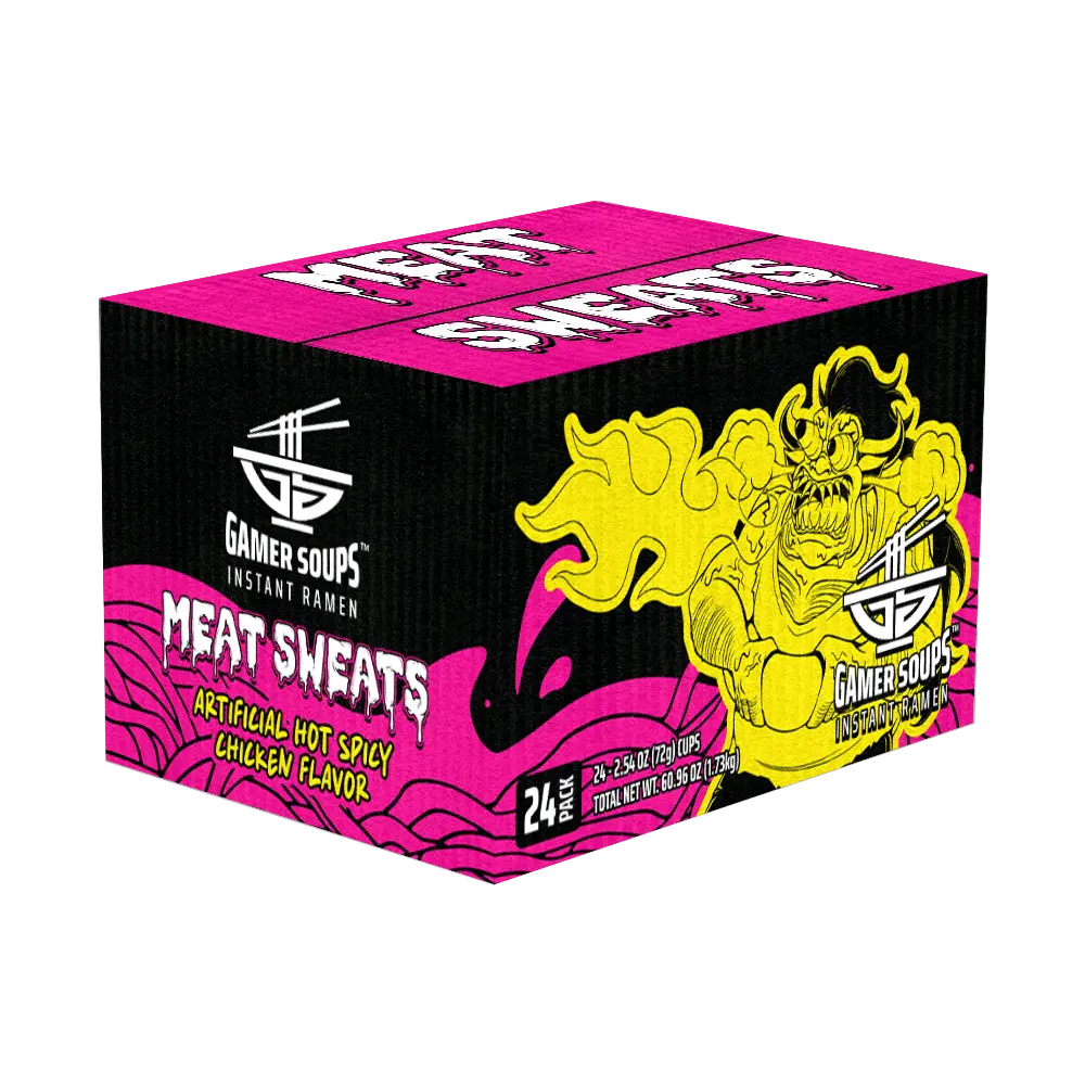 Gamer Soups Instant Noodles - Meat Sweats (24 Cup Box)