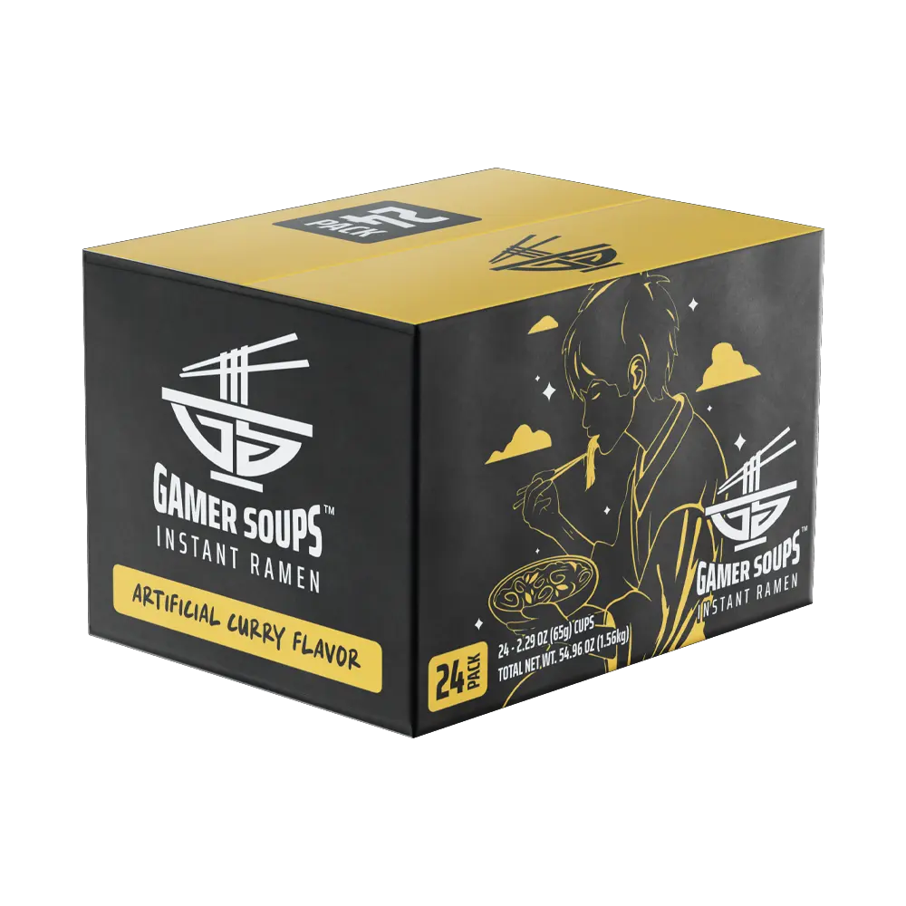 Gamer Soups Instant Noodles - Curry (24 Cup Box)