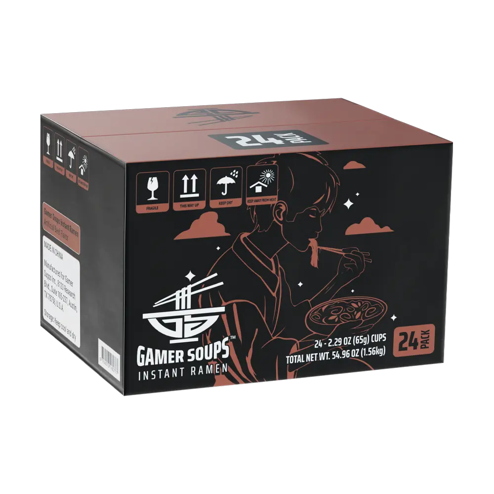 Gamer Soups Instant Noodles - Beef (24 Cup Box) - Image 2