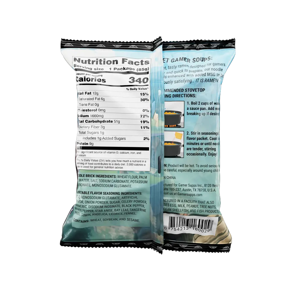 Gamer Soups Instant Noodles - Vegetable Bricks (5 Pack) - Image 3